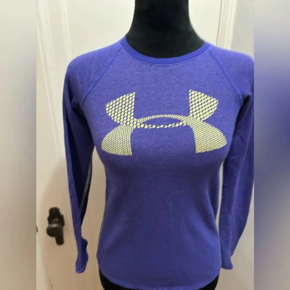 Purple and yellow Under Armor long sleeve athletic shirt youth medium